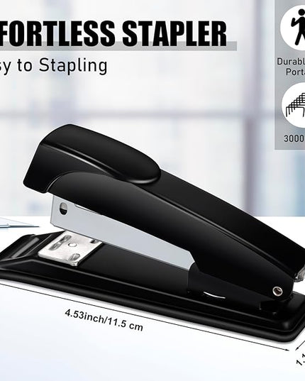 Thenshop 6 Pcs Desk Staplers Tape Dispensers Sets Black Staplers for Desktop Office with Standard Staples Black Holder with White Tape for Office School