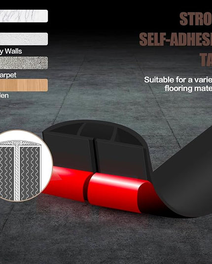 Floor Cord Cover Self Adhesive Cord Hider,10FT Cable Management, Extension Strip Protector for Wires, Prevent Cable Trips for Offices, Gyms, Exhibitions Cavity:0.51"(W) x 0.3"(H) Black