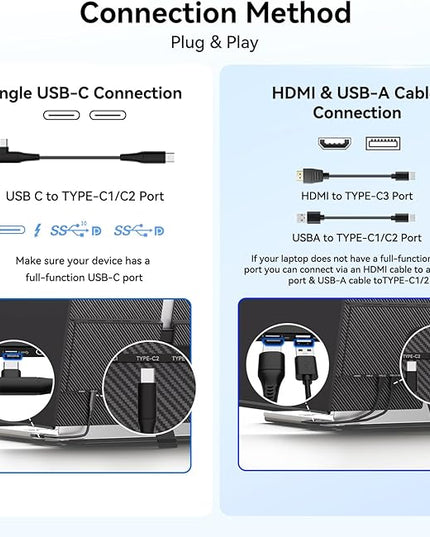 BKVOO 14" Laptop Screen Extender, Ultra-Thin Ligthweight FHD 1080P IPS Laptop Monitor Extender Dual Screen, Portable Monitor for Laptops 13-17.3" USB-C/HDMI Plug and Play for Windows/Mac/Android/PS5