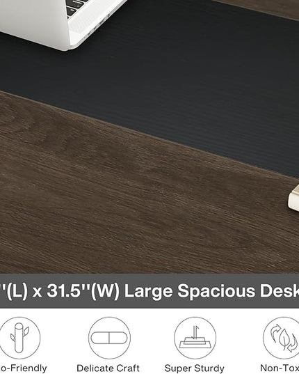 Tribesigns Modern Computer Desk, 63 x 31.5 inch Large Office Desk Computer Table Study Writing Desk Workstation for Home Office, Grey/Black