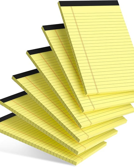 AILZFEI 6pcs Small Note Pad 5x8 College Ruled Legal Pads Paper Notepads 6 Pack Study Back Writing Pads 5 x 8 Legal Pads Perforated Narrow Ruled Pads of Paper Yellow