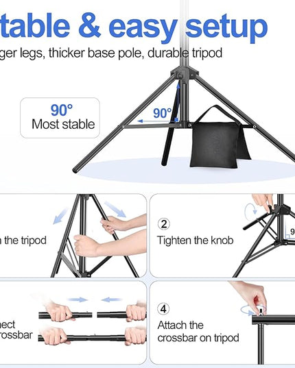 EMART Backdrop Stand 10x7ft(WxH) Photo Studio Adjustable Background Stand Support kit with 2 Crossbars, 8 Clamps, 2 Sandbags and Carry Bag for Parties, Events Decoration, Wedding, Photography