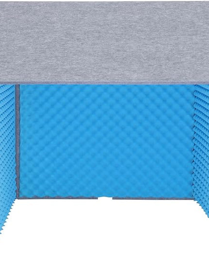 Desktop Soundproof Cover 31" H X 31" W X 31" L Recording Booth Portable Vocal Recording Booth with Double Sound Insulation Vocal Sound Absorbing Shield for Recording Studios, Offices（Blue+Gray）