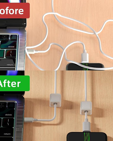 8 Pack Magnetic Cord Organizer Holder,Strong Adhesive Desk Cable Management Easy Open,Organize Phone Charging Cords Wire Holder Organizer Neatly for Home,Office,Car,Desk,Nightstand-White