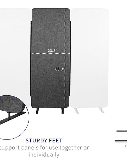 VIVO Freestanding 24 x 66 inch Privacy Panel, Cubicle Divider, Acoustic Wall Partition, Single 24 inch Panel with 2-Sided Zipper Attachment System, Dark Gray, PP-1-T024D