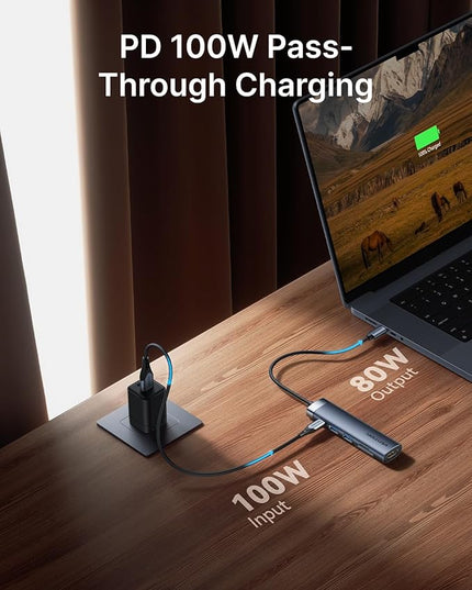 VENTION 6-in-1 USB C Docking Station for Mobile Office, 100W PD Charging Hub for MacBook Pro/Laptop, Portable Adapter with 4K HDMI, USB 3.0 Data Transfer, SD Card Reader & Aluminum Body