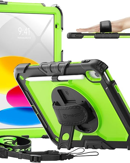 timecity for iPad (A16) 11th/ 10th Generation Case 11''/ 10.9 Inch (2025/2022) - Heavy Duty Protective Cover with Screen Protector, Stand, Shoulder Strap & Pencil Holder | Kids-Friendly - Green