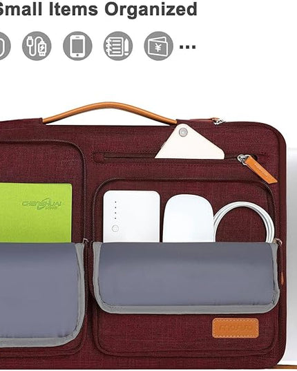 MOSISO 360 Protective Laptop Case 16 inch, 15-15.6 inch Laptop Sleeve Compatible with MacBook Pro 16, HP, Acer, Dell, Lenovo, ASUS, Side Open Carrying Case with 4 Zipper Pockets&Handle, Wine Red