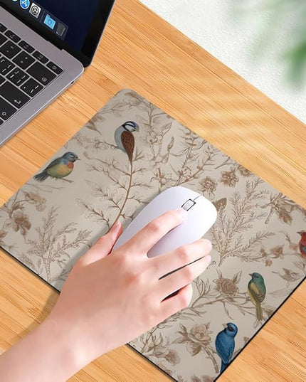 Beige Garden Neutral Floral Square Mouse pad, Texture, Waterproof, Anti Slip Rubber Base, Computer Mouse pad, Laptop Mouse pad