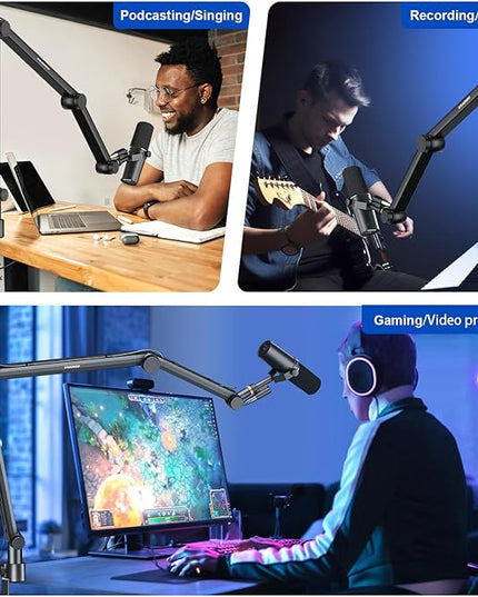 Microphone Arm,Aokeo AK-49 Adjustable Compact Mic Suspension Boom Scissor Arm Stand For Blue Yeti,Snowball iCE, HyperX QuadCast,SoloCast,Elgato Wave,Etc