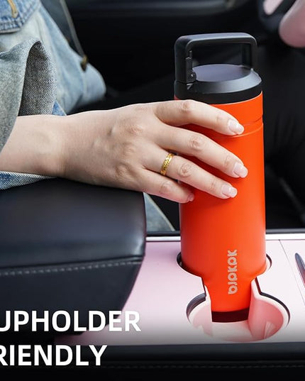 BJPKPK Insulated Water Bottle with 2 Lids,20 oz Double Wall Stainless Steel Vacuum Tumbler Travel Coffee Mug,Wide Mouth Thermal Cup,Sapphire Blue