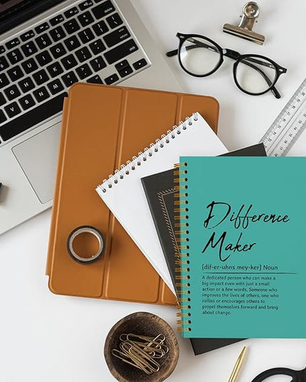 OXW Green Meeting Notebooks for Work, Difference Maker Gift Office Work Notebook Journal for Writing Note Taking, Thank You Gifts for Women Men Leader Boss Mentor Manager Principal, 5.5"x8.3"
