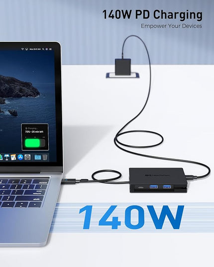 Cable Matters 8-in-1 USB C Hub Multiport Adapter with Dual 4K@60Hz HDMI, 140W PD Charging, Gigabit Ethernet, 10Gbps Data Transfer: 2X USB-C & 1x USBA 3.2 Ports (Support ONE External Display on MacOS)