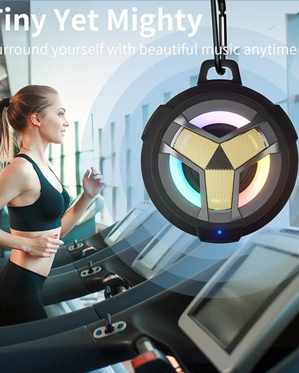 EBODA Waterproof Bluetooth Speaker, Shower Wireless Speaker, IP67 Waterproof, LED Light, Floating, Portable Speakers for Travel, Pool, Beach, Kayak, Gifts for Men-Black Golden Special Edition