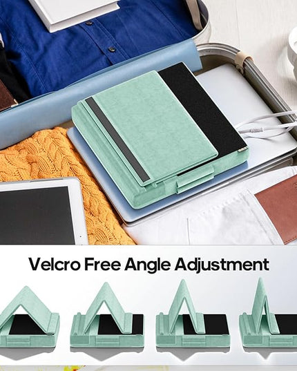 KDD Tablet Pillow Stand, Multi-Angle Viewing Ipad Holder for Lap, Bed and Desk, Foldable Soft Pad Dock with Stylus Mount Compatible with Ipad Pro 12.9, 10.5, 11, Air, Mini, Phones, Books, E-Reader