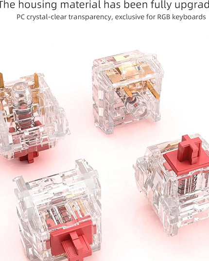 Crystal Red Switch Mechanical Keyboard Replacement,3 Pin Linear/Accurate Typing/Dustproof/RGB Transparent Gaming Keyboard Switches(108Pcs)