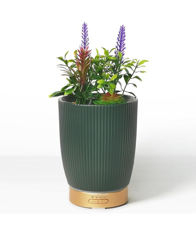 Earnest Living Essential Oil Diffuser Ceramic Artificial Succulent Plants Potted Diffuser 100 ml for Lavender Essential Oils Timers Night Lights and Auto Off Humidifier Aromatherapy Diffusers for Gift