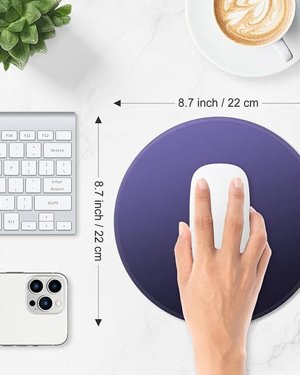 ITNRSIIET Mouse Pad Non-Slip Rubber Base Smooth Surface Stitched Edges Waterproof Durable Compatible with All Mice for Office & Gaming, Desk Accessory, Diameter 8.7 inch, Violet Gradient