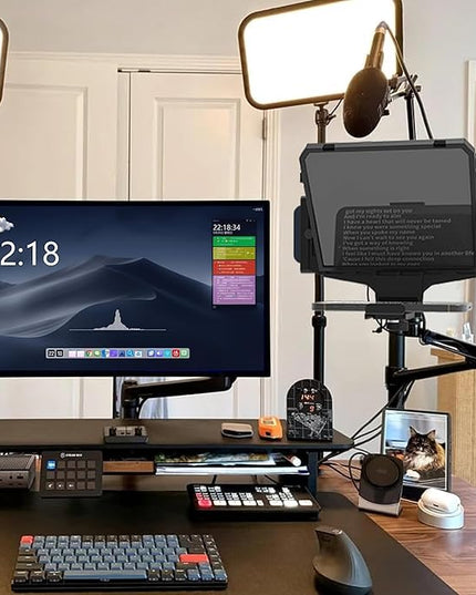 7.7-Inch Mobile Teleprompter, 3-in-1 Handheld/Desktop/Monitor Modes, HD 70/30 Optical Beam Splitter, Remote Control, Compatible with iOS & Android Tablets