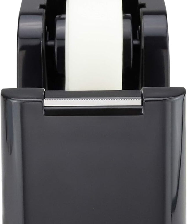 ABEL SimpleWork Desktop Tape Dispenser, Black, 1 in Core, Non-Skid Weighted Base, Tape Cutter for Office, Home, School, and Crafts