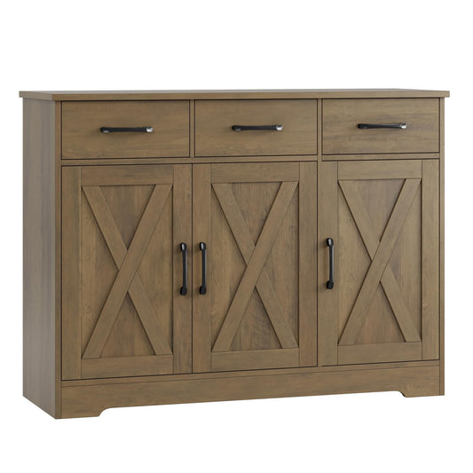 HOSTACK Kitchen Buffet Cabinet with Storage, Sideboard Coffee Bar, Rustic