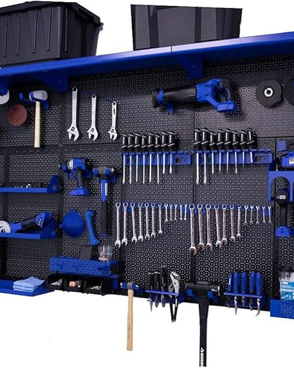 OmniWall Weekend Warrior XL Metal Pegboard Wall Organization System (Black/Blue)