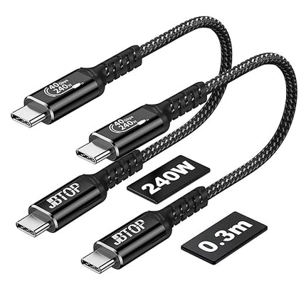 USB 4.0 Cable(1FT, 2packs) Compatible for Thunderbolt 4/3 Cable 40Gbps High Speed Data Transfer 240W, 40Gbps, 8K HD Display Compatible with iPhone 16/15 Pro Max, MacBook, XPS, Surface