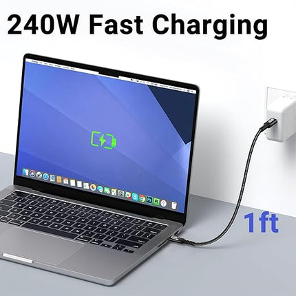 USB 4.0 Cable(1FT, 2packs) Compatible for Thunderbolt 4/3 Cable 40Gbps High Speed Data Transfer 240W, 40Gbps, 8K HD Display Compatible with iPhone 16/15 Pro Max, MacBook, XPS, Surface