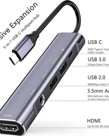 USB C to HDMI Adapter Dex Dock for Galaxy S25/S24/S23/S22/Note20/TabS9/S8/S7,Type-c hub with 3.5mm Audio Jack,4K HDMI,USB3.0,PD 60W,Adapter for iPhone 15/iPad Air 4/5,iPad mini 6,Nintendo Switch