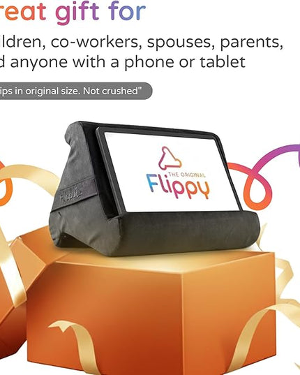 Flippy Original Tablet Pillow Stand & iPad Holder, Gift for Book Lovers & Readers, Multi-Angle Stand with Storage for Lap, Desk & Bed, Compatible with Kindle, Fire, iPad & Samsung, Smokey