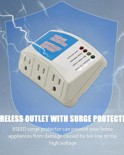 BSEED Surge Protector Power Strip Home Appliance, 3 Outlet Power Surge Protector, Voltage Protector Brownout Surge Refrigerator 1875 Watts, 120V, 15A, 2 Pack
