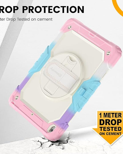 Timecity Case for iPad 9th/ 8th/ 7th Generation 10.2 inch - Heavy Duty Protective Cover with Screen Protector, Rotating Stand, Shoulder Strap & Pencil Holder | Kids-Friendly (Pink Camo)