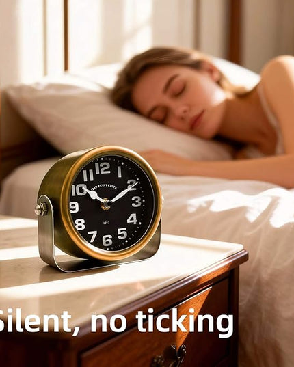 YOUKI Vintage Steampunk Desk Shelf Clocks,Mantle Clock,Decorative Battery Operated Table Top Clock,Quiet Non-Ticking,Small Clocks for Living Room,Bedroom,Office