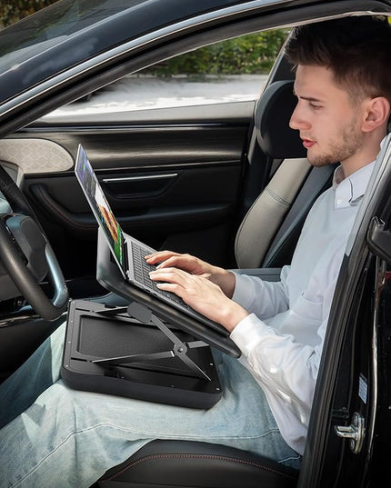 SAIJI Height & Tilt Adjustable Lap Desk, Portable Laptop Stand for Bed, Car, Couch and Recliner, Foldable Lap Desks - Up to 15.6 Inch Laptops