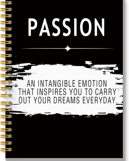 Inspirational Passion Quotes Notebook Journal, Motivational Office Notebooks for Work, Inspirational Office Gifts for Women Men Coworker, Black Hardcover Spiral Notebook 5.5x8.3