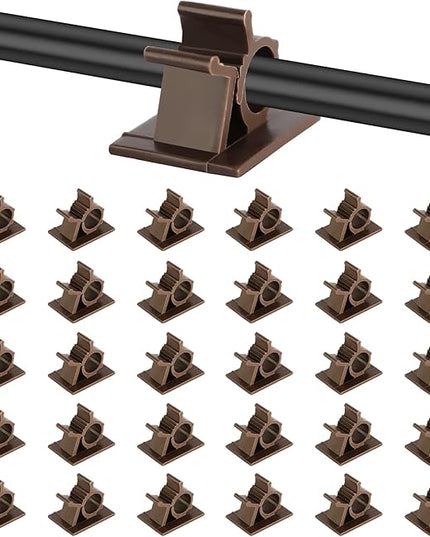 Viaky Adjustable Cable Clips, 30 Pcs Brown Adhesive Holder Ideal Cord Winder Management for Organizing Wires-Car Home Office and Desk Nightstand