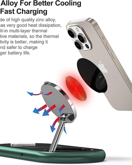 3 in 1 Charging Station for Apple Devices, Faster Mag-Safe Charger Stand, Magnetic Wireless Charger Station for iPhone 17 16 15 14 13 12 Pro Max Plus, Apple Watch iwacth & AirPods, (Alpine Green)