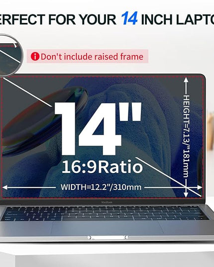 GUDTEKE 2Pack Magnetic 14 Inch Laptop Privacy Screen 16:9 Aspect Ratio, Removable Anti-Blue/Glare Protector Film, Anti Spy Desktop Security Private Filter 14in