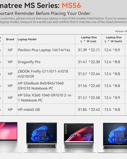 Smatree MS56 Hard EVA Protective Sleeve with Stand for 14 inch HP Pavilion Plus 14t-eh100/14-eh1047nr, for 14 inch ZBOOK Firefly G11/G11 A/G10/G9, for HP mt645 G8/Dragonfly Pro Laptop