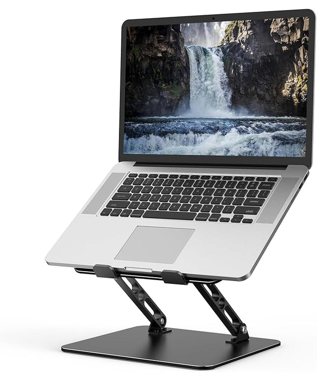 Adjustable Laptop Stand for Desk, Metal Foldable Laptop Riser Holder, Portable Desktop Book Stands, Ventilated Cooling Computer Notebook Stand Compatible with 10-15.6” Laptops