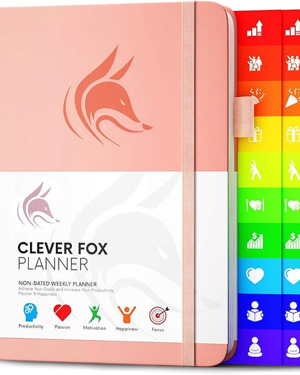Clever Fox Planner – Undated Weekly & Monthly Planner for Productivity, Time Management & Goals – Organizer Journal – A5 (Peach Pink)