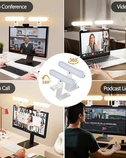 yAyusi Dual-lamp Video Conference Lighting, LED Streaming Light with Remote and Touch Control, Zoom Lighting for Computer,Webcam Laptop Monitor Ring Light for Video Calls/Zoom Meetings/Video Recording