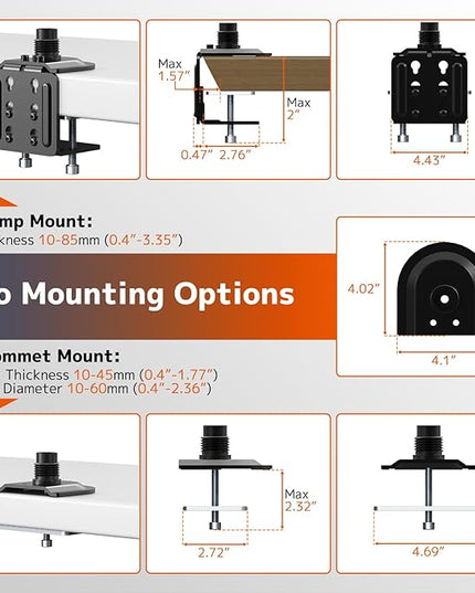 PUTORSEN Triple Monitor Mount for Up to 49" Ultrawide and 32" Monitors per Side Arm, Extra Tall 3 Monitor Desk Mount Holds up to 44 lbs, VESA 75/100 mm