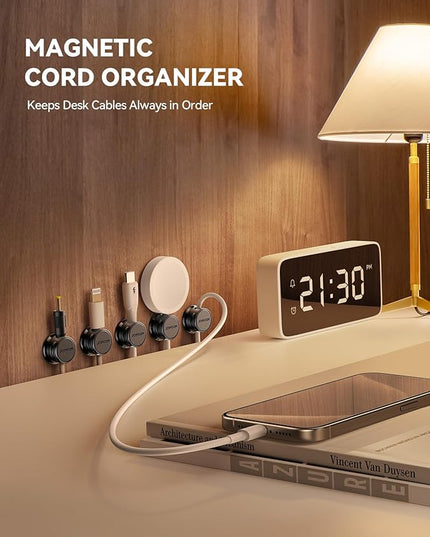 9 Pack Cable Management Cord Holder, JOYROOM Magnetic Cable Clips Adhesive Wire Hider, Cord Organizer for Desk Bedside Nightstand Table Desktop USB Wall Car Office Workspace Accessories, Black
