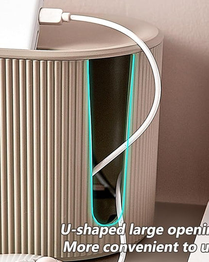 Cable Management Box,Desk Cord Organizer with Groove Cover,Plastic Cord Hider Box,Large Cable Box Organizer,Power Socket Management for TV/Computer/Router/Games Console Cable Storage (Milk Tea)