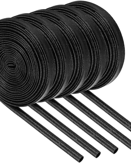 MECCANIXITY 5Pcs Wire Insulation Braid Fire Sleeve,16.4Ft-5mm ID Black, High Temp Silicone Coated Fiberglass Sleeving for Automotive Hose Lines Electrical Wiring