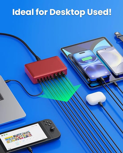 USB C Charger 300W USB C Charger Block 8-Ports GaN IV Fast Charging Station,PD 100W Laptop Charging Hub Wall Charge Adapter Compatible with MacBook/Air,DELL,Steam Desk,iPhone 16/15/14,Galaxy