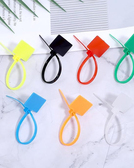 100 PCS Cable Zip Tie with Tag, Multicolor Self-Locking Wire Zip Ties Tags, Waterproof Nylon Written-on Straps Label Mark Ties for Wire Organizing Luggage Tags