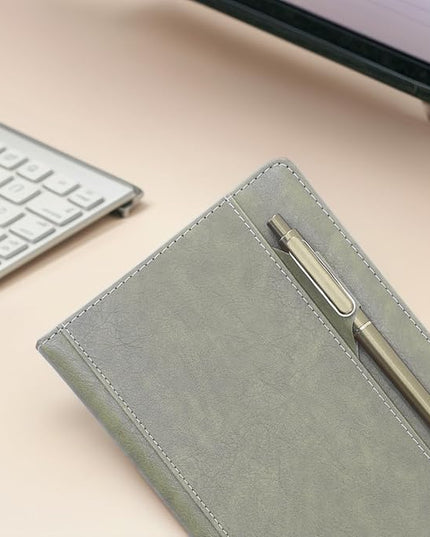 SLFreMint Premium Hardcover Notebook with Pen and Pen Holder Clip, Card Pockets, 240 Pages, College Ruled, 80GSM, Leather Note Book for Work, Study, Diary and Other Scenarios, Suitable Journal for Both Men and Women