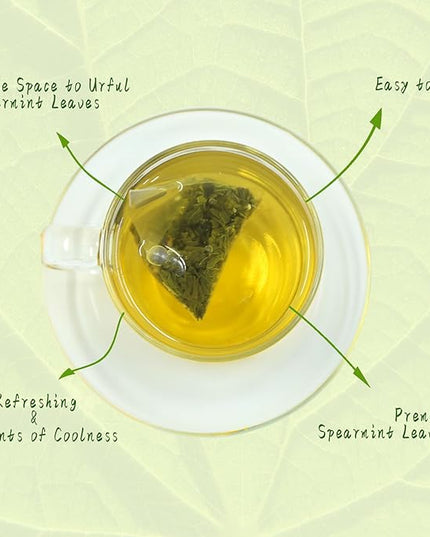 Jarteela - Spearmint Tea Bag, 1.5g x 60 Count - Pure Spearmint Leaves - Natural Herbal Tea Bags for Digestion - Non-GMO - Caffeine-free Tea